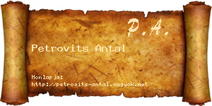 Petrovits Antal névjegykártya