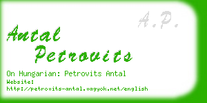 antal petrovits business card